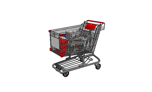 Modern shopping cart pushing shopping cart 3d model