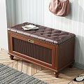 Modern Upholstered Leather Tufted Shoe Storage Bench With Wooden Frame And Multiple Shelves For Shoes