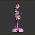 Game Character With Red Hair Hat Star Adorned Staff Pink Base Flame Decorations And RUBY