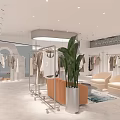 Elegant Clothing Store Interior With Window Display Mannequins And White Decor 3d model