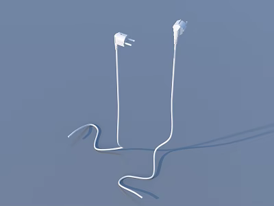 White Flexible Plug Cables Essential Household Items For Daily Use 3d model