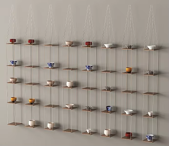 Tea Set Teapot Wall Decoration 3d model