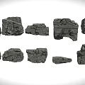 Detailed Textured Cracked Rock Components For Multiple Scene Building Decoration 3d model
