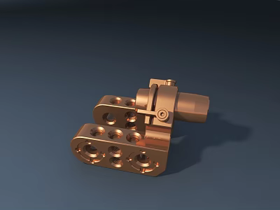 Copper Colored Mechanical Part With Multiple Holes And Connecting Components 3d model