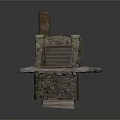 Ancient Stone Stove Structure With Square Opening And Chimney Feature 3d model