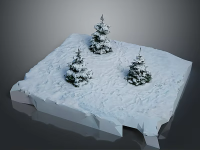 Three Small Pine Trees Growing On Snowy Ground In Winter Setting 3d model Three Small Pine Trees Growing On Snowy Ground In Winter Setting 3d model