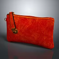 Stylish Orange Textured Pouch With Gold Lock And Zipper Closure Design