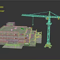 Under Construction Multi Storey Building With Yellow Crane And Structural Framework