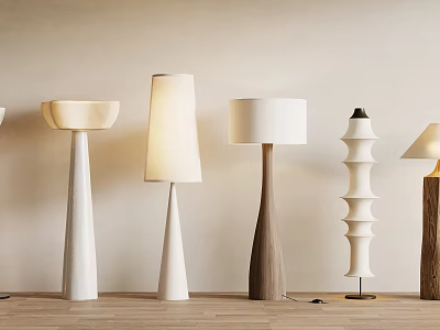 Stylish Floor Lamps With Unique Shapes And Mixed Materials For Home Decor 3d model