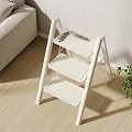 White Ladder Style Three Tier Side Table For Living Room Decor 3d model