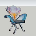 Flower Shaped Chair With Transparent Petal Backrest And Blue Seat Legs Modern Artistic Design
