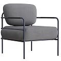 Stylish Gray Single Sofa Upholstered In Fabric With Black Metal Frame Design 3d model