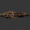 Mythical Dragon Head Battle Axe With Ornate Carved Handle Design