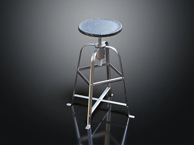 Modern Bar Stool With Speckled Round Seat And Chrome Metal Frame In Reflective Setting 3d model