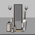 Modern Decorative Lighting Combination With Table Lamps Mirror Vase And Stylish Accents