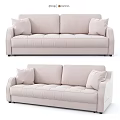 Beige Fabric Upholstered Sofa With Modern Design And Comfortable Pillows 3d model