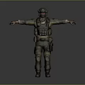 3D Tactical Soldier Figure In Camouflage Uniform With Helmet Goggles And Gear