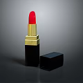 Elegant Red Lipstick With Shiny Golden Shell And Black Lid Design