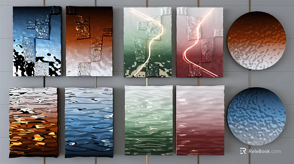 Artistic Modern Wall Decor Featuring Abstract Patterns Textured Surfaces And Vibrant Hues 3d model 
