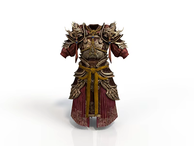 Ornate Decorative Armor With Gold And Red Details Intricate Patterns And Golden Belt 3d model