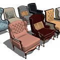 Diverse Single Sofa Styles With Tufted Details And Assorted Color Options 3d model
