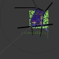 Aerial Planning Of Modern Multi Story Building With Windows Ground Garages Front Lawn And Cars