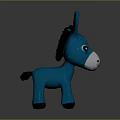 Blue Plush Donkey Stuffed Toy With Black Mane And White Muzzle 3d model