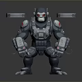 Gorilla Themed Game Movie Character In Mechanical Armor With Cybernetic Enhancements