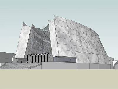 Contemporary Museum Building With Glass Facade And Geometric Architectural Design 3d model