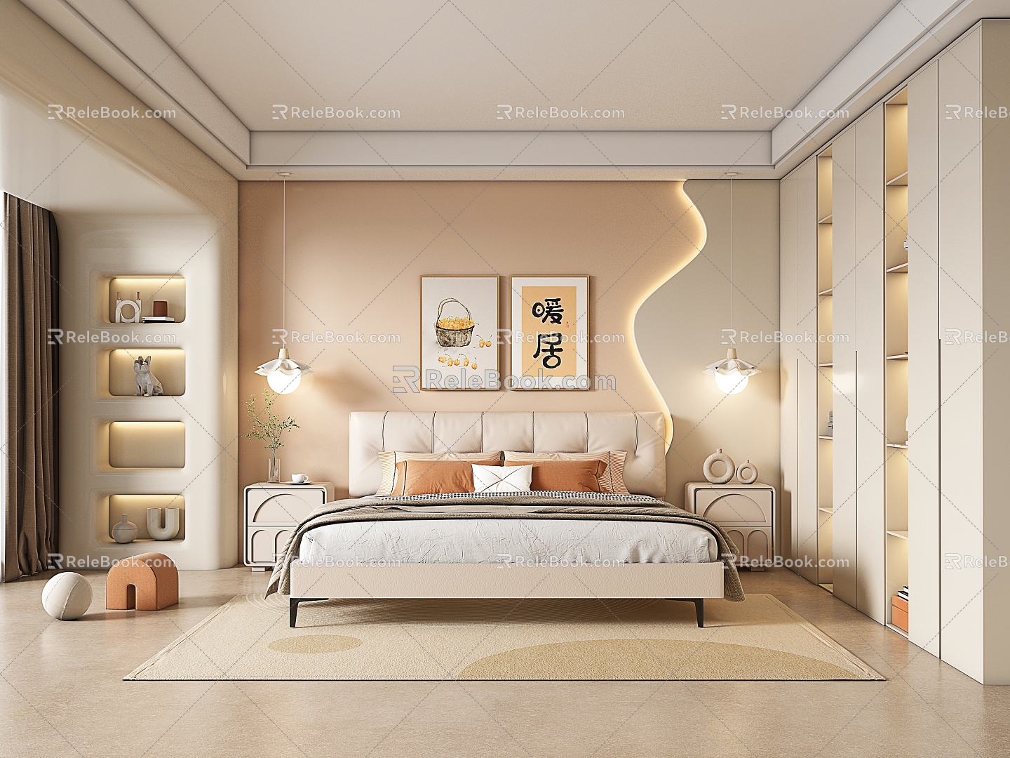 Cream wind bedroom 3d model