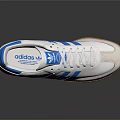 Stylish And Comfortable White Casual Shoes With Blue Stripes And Brown Sole For Daily Use