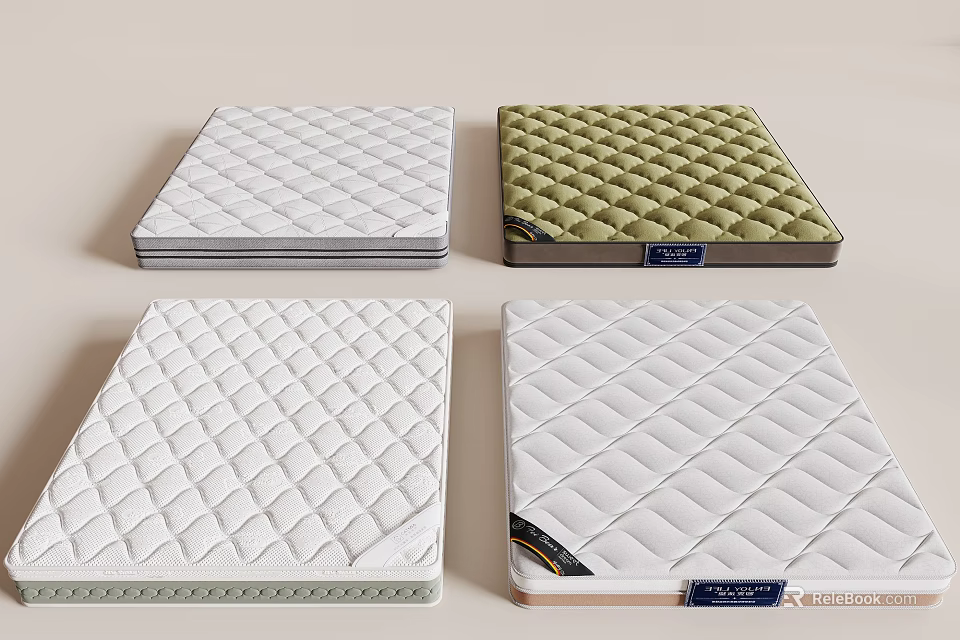 Various Mattresses With Quilted Patterns And Different Design Styles For Bedroom 3d model 