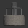 Metal Structure On Stone Base For Architectural Scene Component