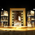 KING 96 Themed Photo Spot With Golden Stage Lighted Frame And Decorative Cubes