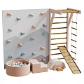 Fun Indoor Children's Playground With Climbing Wall Wooden Ladder Ball Pit And Slide