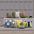 Colorful Decorative Throw Pillows With Diverse Patterns On White Sofa In Living Room