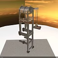 Small Mechanical Hoist Device With Metal Frame Wheels Chain And Hook Structure