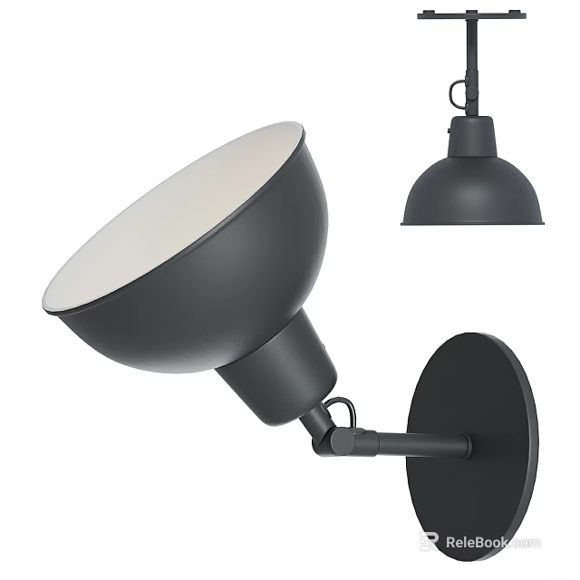Modern Black Wall Sconce With Adjustable Arm And White Shade Design 3d model