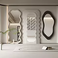 Modern Decorative Mirrors With Various Unique Shapes In Contemporary Interior Space 3d model