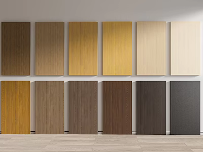 Various Wooden Wall Paneling Options In Different Natural Color Tones For Home Decor 3d model