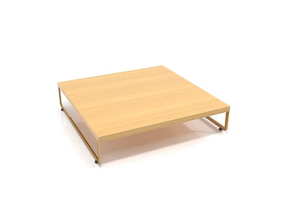 Square Coffee Table With Light Wood Surface And Metal Legs Modern Design 3d model