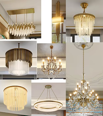 Modern lamp combination crystal lamp combination 3d model