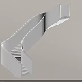 Elegant Modern White Curved Staircase With Smooth Handrail And Steps Design 3d model