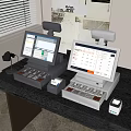Commercial POS Equipment For Retail Checkout Counter With Terminals Cash Drawers And Scanner
