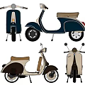 Vintage Scooter Motorcycle Classic Design With Black Beige Color And Brown Seat