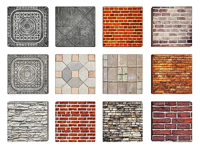 Modern Floor Tile Cultural Tile Wall Tile Green Tile Antique Tile Park Floor Tile Brick Wall Tile 3d model