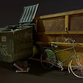 Public Waste Management Facilities With Dumpster Trucks And Trash Bins