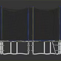 Round Trampoline Furniture With Blue Frame Safety Net And Metal Support Poles