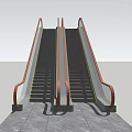Modern Escalator Structure With People Moving On Grass Field And Blue Sky 3d model