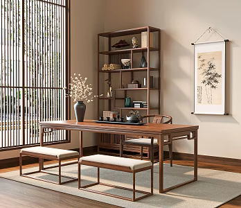New Chinese Tea Table and Chair 3d model